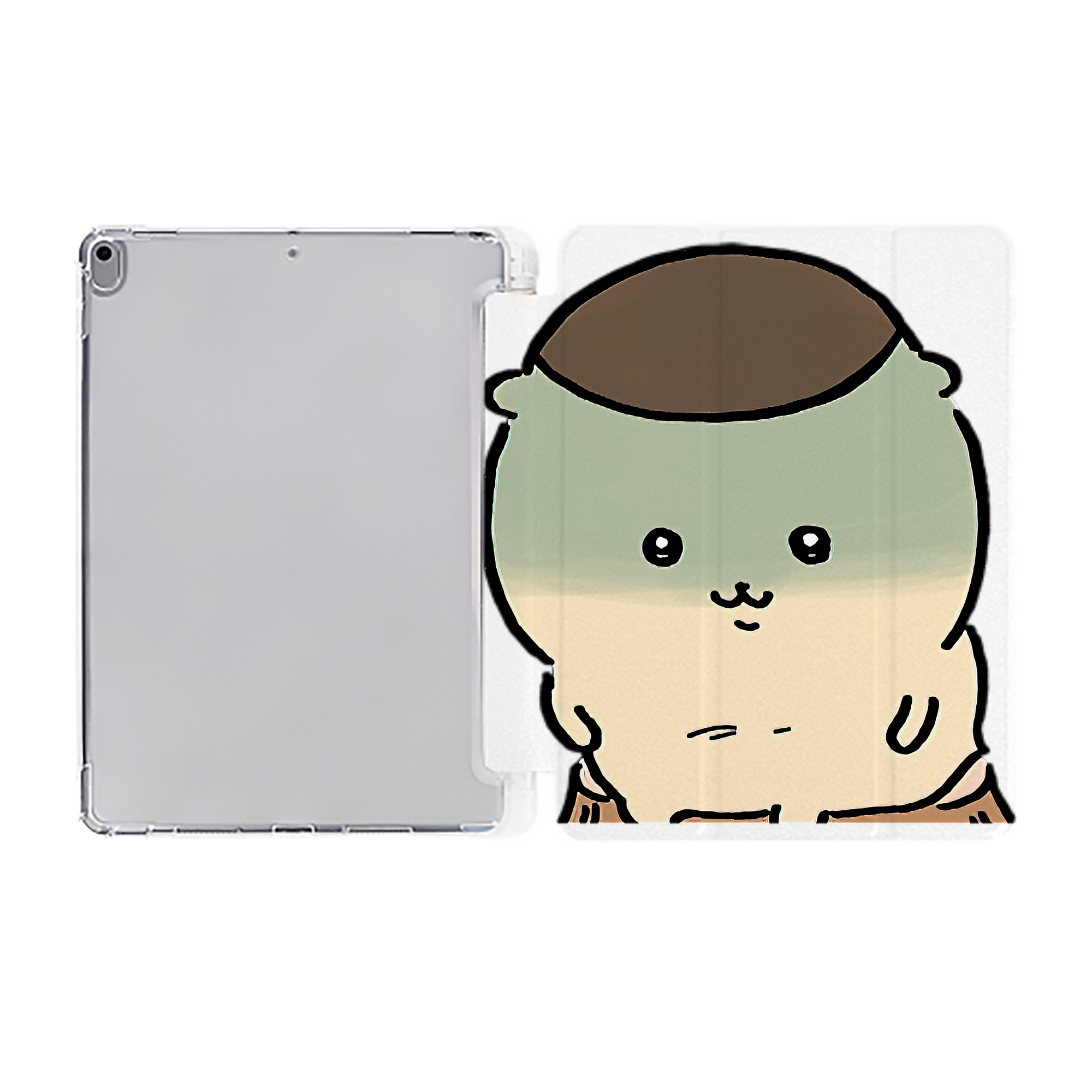 （画像用） ちいかわ くりまんじゅう Chii-kawa kuri manjū IPad ケース ペン収納付き 三つ折りスタンド PUレザー×シリコン 対応機種9.5/10.5/10.9インチ